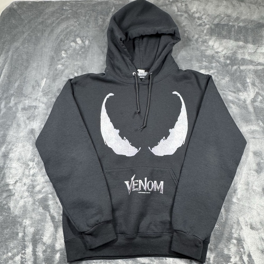 Marvel Venom Hoodie Unisex Small Black Drawstring Pullover Comic